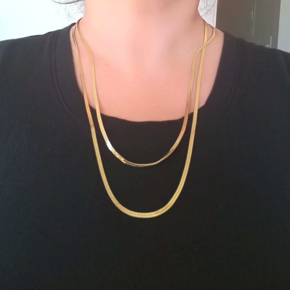 Double Strand Gold Tone Necklace